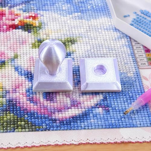 Diamond Art Painting Embossing Roller 3D Printing Diamond Art Painting Seal Press Diamond Art Painting Roller Tool Set for Multi-Color Square & Circular Drills (Light Purple) - color: Light Purple