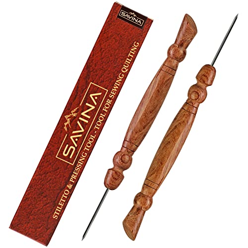 Savina Stiletto & Pressing Tool - Essential Quilting/Sewing Tool Stiletto, Presser - Precision Placement Tool for Getting Seams to Lay Correctly (2 Pieces) - color: 2 Pieces