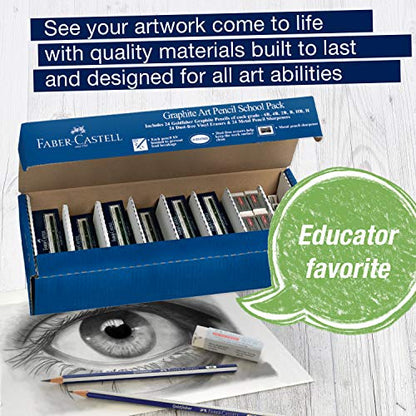 Faber-Castell Creative Studio Graphite Art Pencil School Pack | Back to School Supplies | Teachers Favorite |144 Graphite Pencils - 24 Pencil Sharpeners - 24 Pencil Eraser