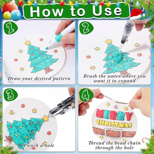 Gueevin 102 Pcs Magic Foam Texture Painting Kit Gifts 36 Pcs 3D Foam Texture Paper Puffy Paint 24 Colors Markers 6 Water Brush 36 Bead Chains for Drawing Holiday DIY Craft Party Supplies(Round) - style: Round