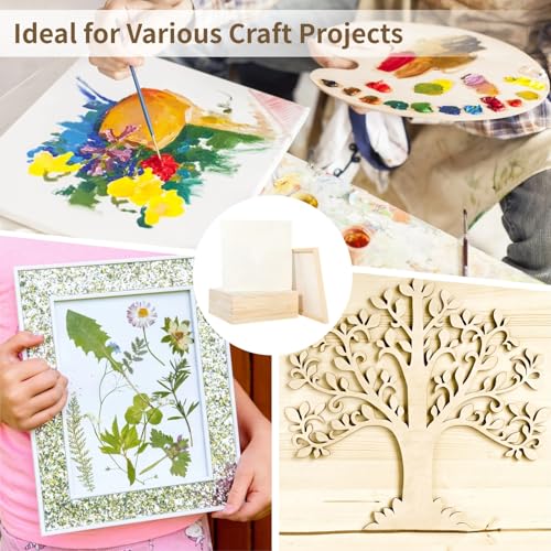 8 Pcs Wood Panels, 12×12 Inch Unfinished Wooden Boards for Painting, Wooden Canvas Panels for Pouring, Wood Cradle Boards for Art Crafts, DIY Projects