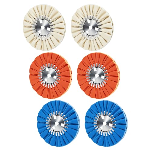 Airway Buffing Wheel Kit 7 PCs (2 White, 2 Orange, 2 Blue) 8" Diameter 5/8" Arbor Hole 16 Ply for Angle Grinder 6 Pcs - color: Multi 7pcs, size: 16plys