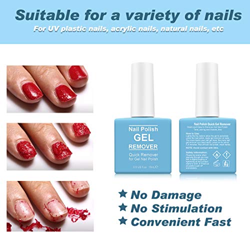 2 Pack Gel Nail Polish Remover, Gel Polish Remover for Nails, Easily Magic Soak-Off Gel Polish in 2-5 Minutes - Safe, No Need For Foil, Soaking Or Wrapping ( with 1 Cuticle Pusher and Nail Scraper)