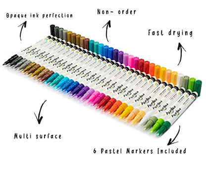 Acrylic Paint Markers Set of 30 Paint Pens – Fine Tip for Rock, Fabric, Wood, Ceramic, Glass & Canvas – Permanent Art Supplies for Kids & Adults - size: Fine Tip (Pack of 30)