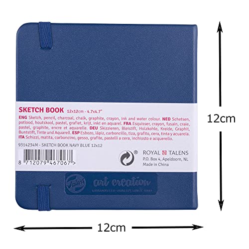 Tarens T9314-234M 452337 Art Creations Sketchbook, Drawing Notebook, 4.7 x 4.7 inches (12 x 12 cm), Navy Blue - color: Navy Blue, size: 12×12cm