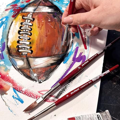 da Vinci Watercolor Series 5580 CosmoTop Spin Paint Brush, Round Synthetic with Red Handle, Size 10 (5580-10) - size: Size 10, style: Round
