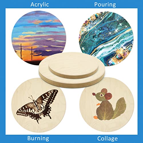 Falling in Art Unfinished Round Birch Wood Panels Kit for Painting, Wooden Canvas 4 Pack of 6 and 8" Studio 3/4" Deep, Cradle Boards for Pouring, Art, Crafts, Burning and More - size: 6'+8' round 2 PACK