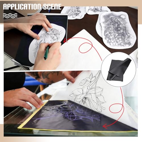 NBEADS 6 Pcs Large Carbon Paper for Tracing, 20.31x47.24 Inch Black Graphite Transfer Paper Carbon Wax Transfer Paper for Woodworking Fabric Canvas Patterns Sketch Drawing DIY Projects