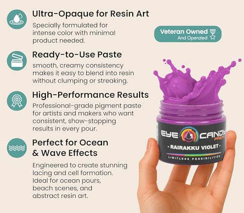 Eye Candy Resin Pigment Paste – Highly Pigmented Epoxy Color, 2 oz, Solid Non-Metallic, Mixable for Custom Shades (Rairakku Violet) - color: Rairakku Violet