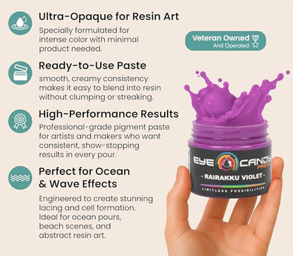 Eye Candy Resin Pigment Paste – Highly Pigmented Epoxy Color, 2 oz, Solid Non-Metallic, Mixable for Custom Shades (Rairakku Violet) - color: Rairakku Violet