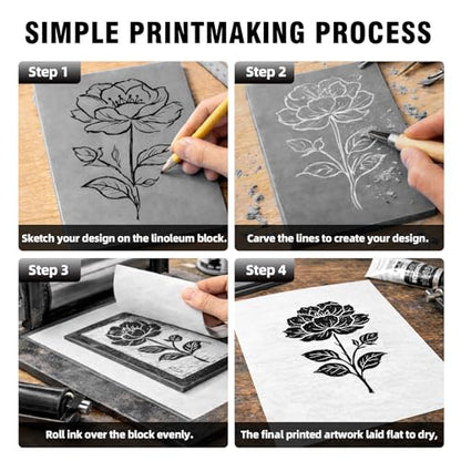 Falling in Art 9 * 12 Linoleum Carving Blocks, 8 Pack Soft Stamp Rubber Blocks for Crafts and Artists Printmaking, Gray,1/8" Thick - color: Gray, size: 9'' x 12'' 8 Pack