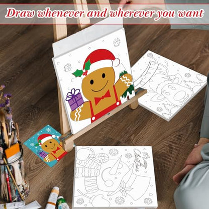Sherr 12 Pcs Pre Drawn Canvas Pre Printed Canvas for Adults Sip and Paint Party Canvases Painting Kit for Summer Easter Mother's Day Party Favor(Cute Xmas,8 x 8 Inch) - size: 8 x 8 Inch, style: Cute Xmas