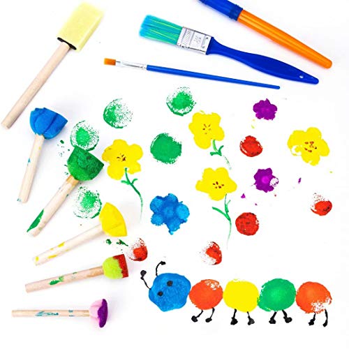 53Pcs Painting Brushes for Kids Paint Sponges, Washable Paint Brushes Set for Toddler Kids Early Learning Finger Paints sponges Foam Art Supplies Toys Present with 26 Alphabets