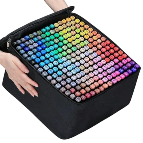 120 Colors Dual Tip Artist Alcohol Markers Set with Carrying Case - Perfect for Coloring, Drawing, Sketching, Card Making and Illustration - Perfect for Adults and Students (120)