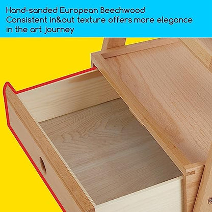 MEEDEN Painting Easel with Storage Drawer, Studio H-Frame Easel- Adjustable (60"~75") Solid Beech Wood Easel Stand for Painting for Adults, Holds Canvas Art up to 35",Natural - color: Natural