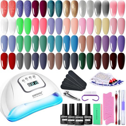 JODSONE 32 Colors Nail Polish Set With U V Light Manicure Nail Tools Nail Art Manicure Salon DIY at Home - color: with glitter color series