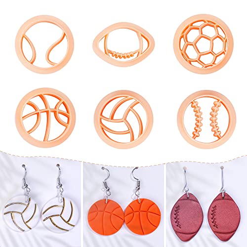 Puocaon Sports Polymer Clay Cutters - 6 Shape Sports Balls Set for Jewelry Making