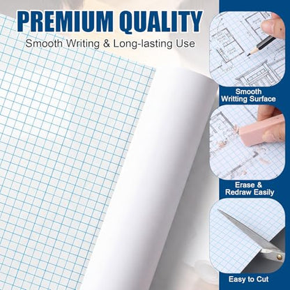 Jetec 1 Roll Large Grid Graph Paper Roll 1/4'' Grid 16.5 Inch x 98ft Engineering Drafting Paper for Blueprint School Classroom Graphing Supplies Engineer Architect Designer Mathematician Gifts - color: 1/4'' Grid, size: 16.5 Inch X 98ft