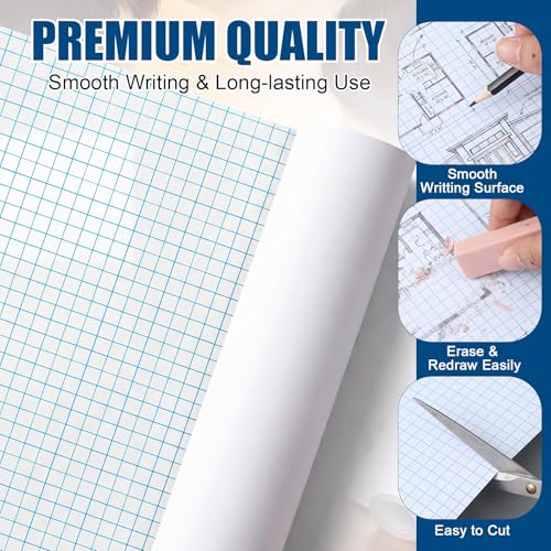 Jetec 1 Roll Large Grid Graph Paper Roll 1/4'' Grid 11 Inch x 40ft Engineering Drafting Paper for Blueprint School Classroom Graphing Supplies Engineer Architect Designer Mathematician Gifts - color: 1/4'' Grid, size: 11 Inch X 39ft