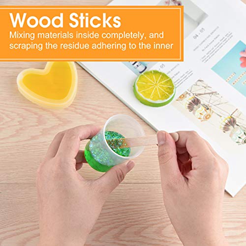 Coopay 50 Pack 60ml/2oz Plastic Graduated Cups Transparent Scale Clear Epoxy Mixing Cup with 100 Pack Wooden Stirring Sticks for Resin, Epoxy, Stain, Mixing Paint - size: 60ml