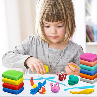 Air Dry Clay, 14 Colors Modeling Magic Clay for Kids | Includes Tools, Soft & Ultra Light, Ages 3-8+ Years, Boys & Girls - color: 14 Colors