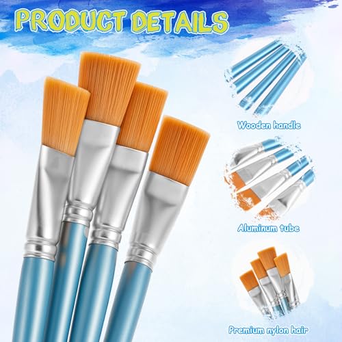 40Pcs Flat Paint Brushes Set, 1 Inch Wide Watercolor Brush Oil Painting Brushes Big Paint Professional Brush for Kids, Art Painters, Students Graffiti, Gouache, Acrylic Painting(Silver) - color: Silver