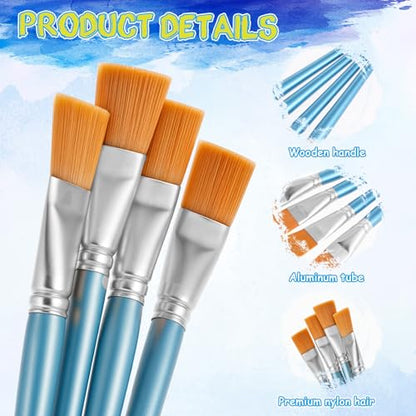 40Pcs Flat Paint Brushes Set, 1 Inch Wide Watercolor Brush Oil Painting Brushes Big Paint Professional Brush for Kids, Art Painters, Students Graffiti, Gouache, Acrylic Painting(Silver) - color: Silver