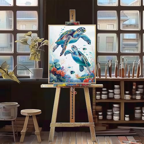 Natuyalo Turtle Paint by Numbers Kit for Adults - Ocean World Paint by Number on Canvas Without Frame, DIY Acrylic Painting for Ideal Gift Home Wall Decor (16x20 Inch)