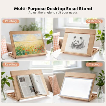 A3 Wooden Tabletop Easel for Painting, 18.5" x 14.2" | Adjustable 4-Position Table Top Easel for Painting, Desktop Artist Painting Easel with A3 Sketch Paper for Adults, Students - size: A3(18.5"x14.2")