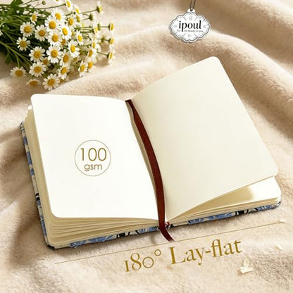 Pocket Notebook, Small Sketchbook, A6 Journal, 4x6 Notebook, Daisy Gifts for Women, Floral Notebook, Embroidery Journal, Blank Notebook, Hardcover, Diary for Girls, Blue Daisy - color: A6-button-blue, style: Plain