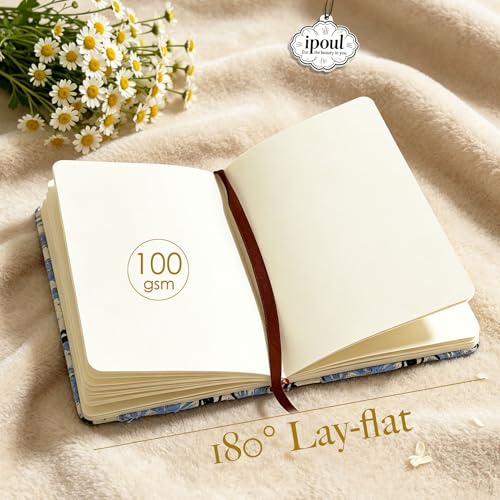 Daisy Gifts for Women, Flower Embroidered Journal, A6 Pocket Sketchbook, Small Unlined Notebook 4x6, Hardcover, Lay Flat, Cute Notebooks, Pretty Journal, Yellow Daisy - color: A6-Button-Yellow, style: Minimalist