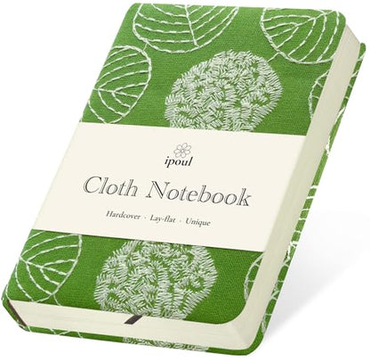 Embroidered Mini Notebook for Girl, Small Fabric Hardcover Journal, A6, 264 Pages, 4x6 Lined Notebook & unlined Sketchbook, Cute Diary, Pocket Notepad Kids Journal, Green Leaf. - color: A6-Leaf Green