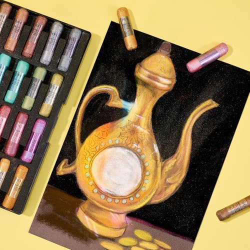 LIGHTWISH Handmade Metallic Soft Pastel Set 24 Colors,Super Soft & Blendable Chalk Pastel Sticks for Drawing Painting Blending
