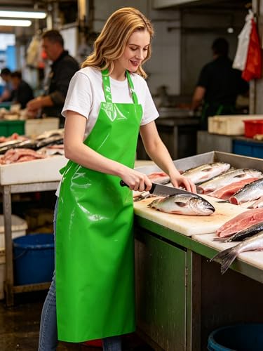 Nanxson TPU Waterproof Apron Lightweight Work Apron with Adjustable Buckle | Liquid Resistant,Neck buckle design,Easy to clean,Unisex,Butcher Apron for Dishwashing Grooming,Halloween - color: Green