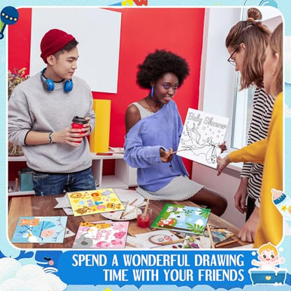 Honoson 6 Pcs 6 Inch Pre Drawn Outline Canvas Paint Kit with Pictures for Adults Paint Party Stretched Canvas Art Boards Set for Adult Beginner(Baby Shower) - style: Baby Shower
