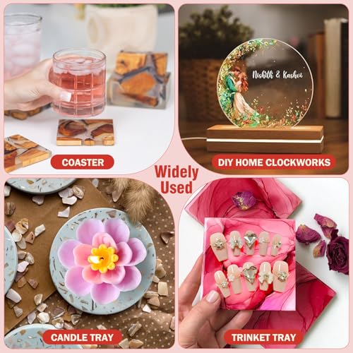 15 Pcs Coaster Resin Molds Silicone,Mold for Epoxy Resin Coaster Molds with Round Square Shape Holder Mold for Epoxy, for DIY Art Craft Cup Mats - color: 15 Pcs Coaster Resin Molds Silicone