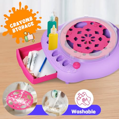 Spin Art Machine for Kids, Paint Spinner Arts & Crafts Kit for Ages 4-12 | Mess-Free Motorized Spinner With Splash Guard; 7 Washable Paints & 36 Art Boards Make A Unique Design Every Spin - color: Purple