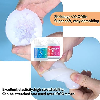 JDiction Silicone Mold Making Kit, 2.32lb(37oz) Super Elastic Liquid Silicone Rubber Fast Cure Soft Mold Making for Casting Resin, Candle, Soap Molds