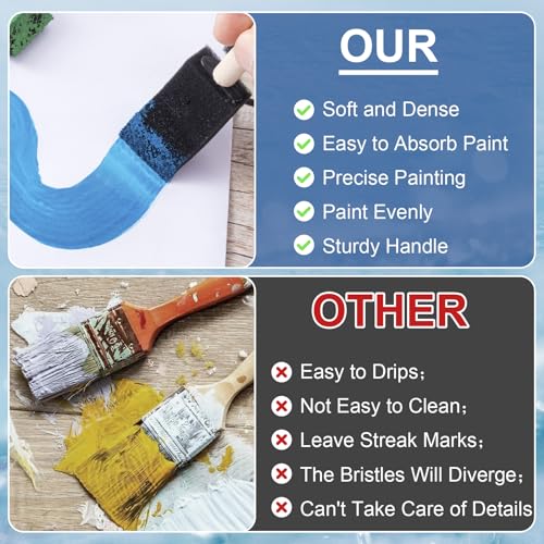 5pcs 1" Foam Brushes for Painting, Sponge Paint Brushes with Wood Handle, Reusable Paint Brushes for DIY, Cleaning, Staining, Varnishes - color: Black, 5pcs, 0.98"