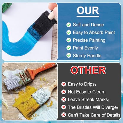 5pcs 1" Foam Brushes for Painting, Sponge Paint Brushes with Wood Handle, Reusable Paint Brushes for DIY, Cleaning, Staining, Varnishes - color: Black, 5pcs, 0.98"