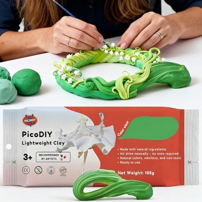 Lightweight Clay - Air Dry Clay, Ultra Light & Soft, Safe & Non-Toxic, Moldable & Flexible, DIY Modeling Clay for Anime Figures, Sculpting, Molding, Creative Art Crafts - color: Light Green