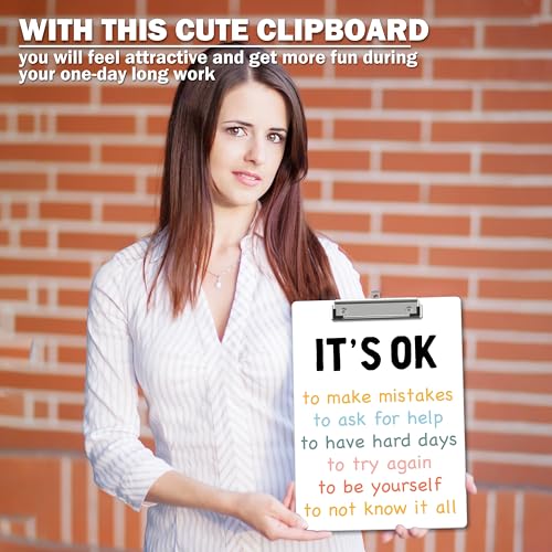 Inspirational Clipboard, Positive Afirmations ClipBoards with Low Profile Clip for Toddler Kids Students, Motivational ClipBoards Suitable for School Office, 12.6 x 9 Inch Size - C08 - style: It's Ok To Make Mistakes