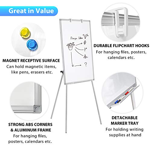 Easel Whiteboard - Magnetic Portable Dry Erase 36 x 24 Tripod Height Adjustable, 3' x 2' Flipchart Easel Stand White Board for Office or Teaching at Home & Classroom (36x24 White) - style: 36x24 White
