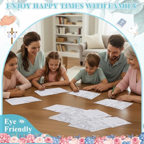 Liliful Flower Coloring Book Bulk for Adult Kids DIY Art Stress Relief Drawing Book with Patterns for Adults, Party Favors, Goodie Bag Filler and Holiday Gifts(Biblical Style) - style: Biblical Style