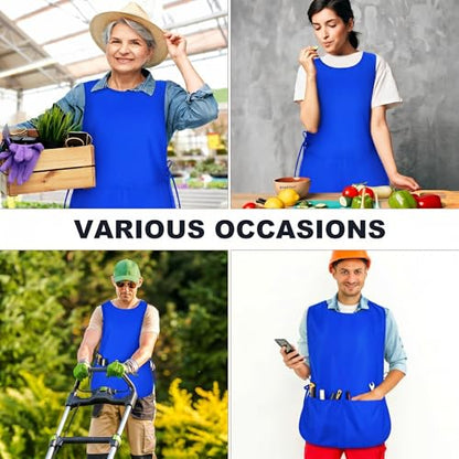 TFTAFAN Cobbler Apron Unisex Waterproof Apron with 2 Deep Pockets Art Smock for Painting Cleaning Artiest Apron work kitchen - color: Royal Blue