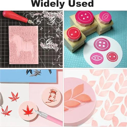 Rubber Linoleum Blocks for Printmaking 4PCS Rubber Stamp Carving for Printmaking,Stamp Making Kit Block Printing Kit