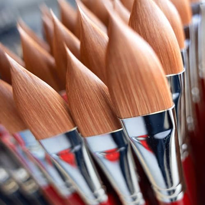 da Vinci Watercolor Series 5584 CosmoTop Spin Paint Brush, Pointed Oval Synthetic with Red Handle, Size 8 (5584-08) - size: Size 8, style: Pointed Oval