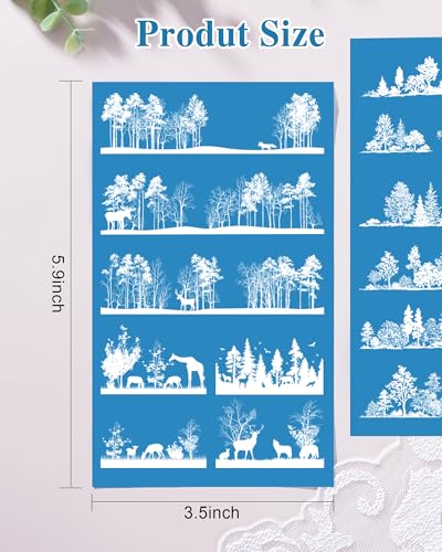 Puocaon Tree Clay Silk Screen - 6 Pcs Stencils for Polymer Jewelry, Forest Earrings Making, Pine Tree Design - color: pine tree