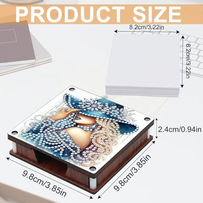 JISHSHAY 2 PCS Diamond Art Note Box Beautiful Woman Diamond Painting Note Pad Holder Gem Painting Gem Art Memo Pad Holder Mosaic Kits for Adults Embroidery Kit Memo Boxes, Contains 120 Sheets of Paper - color: Woman 2