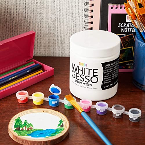 Bright Creations Gesso for Mixed Media - Acrylic Gesso White Primer for Canvas & Wood - Fast-Drying Smooth Base for Canvas Painting & Acrylic Paint Medium - 16.9 Fl Oz, White, Pack of 1
